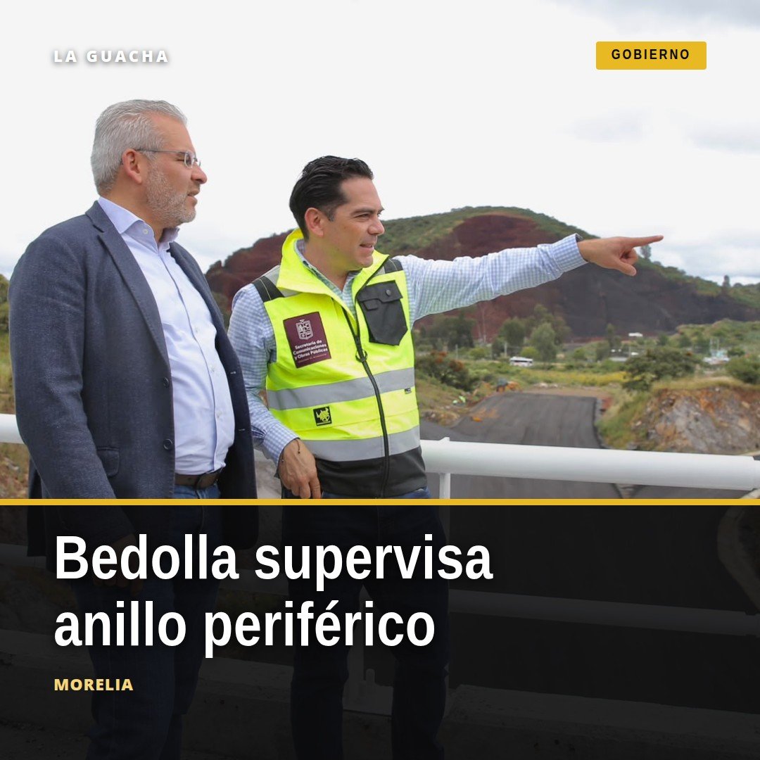 Vista aérea del tramo en construcción del segundo anillo periférico en Morelia, Michoacán, conectando las salidas a Quiroga