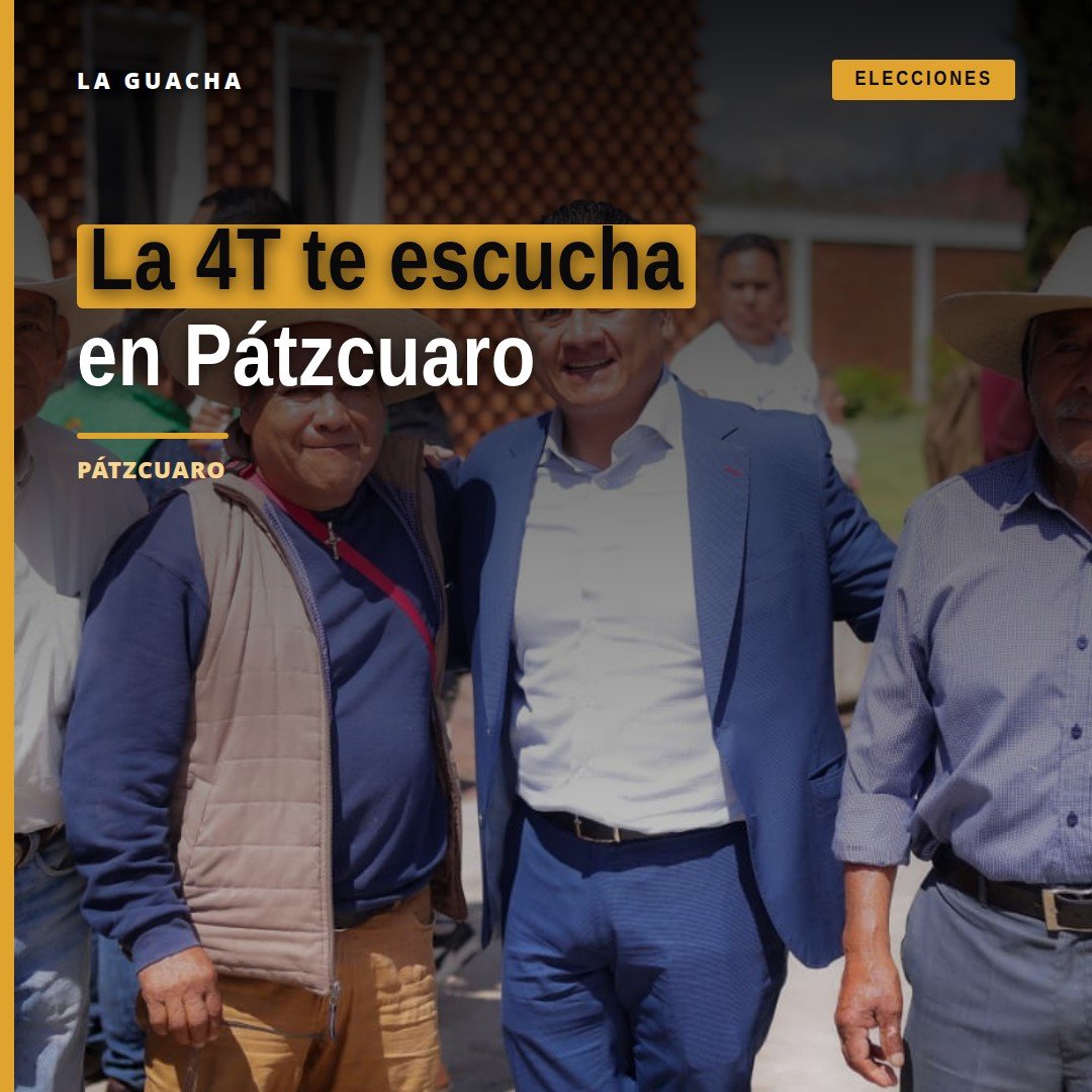 Carlos Torres Piña hablando ante una audiencia en Pátzcuaro durante el evento 'La 4T te escucha'