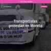 Manifestación transportistas michoacán: contingente de camiones en movimiento por el periférico de Morelia, 26 de octubre