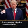 Ilustración simbólica de un memorándum entre banderas de EU y México, con siluetas de militares y cárteles