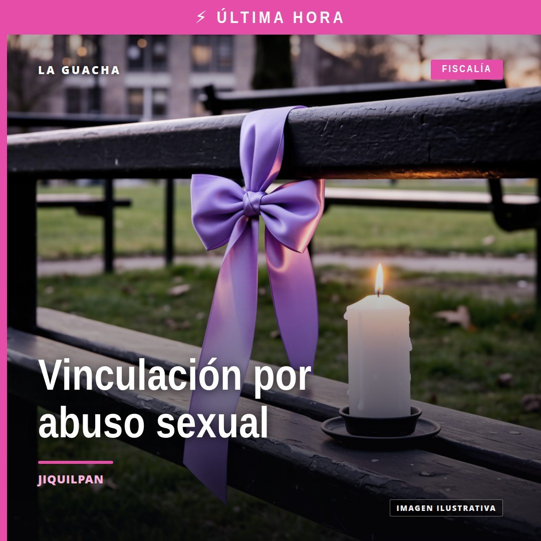 Ilustración simbólica de balanza de justicia y edificio de fiscalía en Jiquilpan, con texto 'vinculación a proceso jiquilpan'