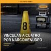Ilustración simbólica de balanza de justicia y mapa de Michoacán con marcadores en Uruapan, Jacona y Zamora, relacionada con