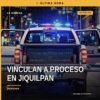 Ilustración simbólica de balanza de justicia y escudo de la Fiscalía Michoacán, con texto 'vinculación a proceso jiquilpan'