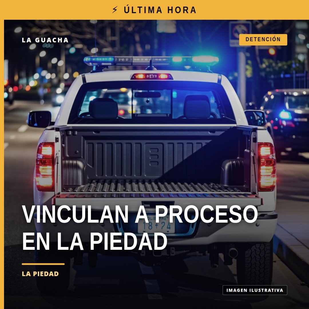 Ilustración simbólica de una balanza de justicia y documentos contables con el texto 'vinculación a proceso la piedad'