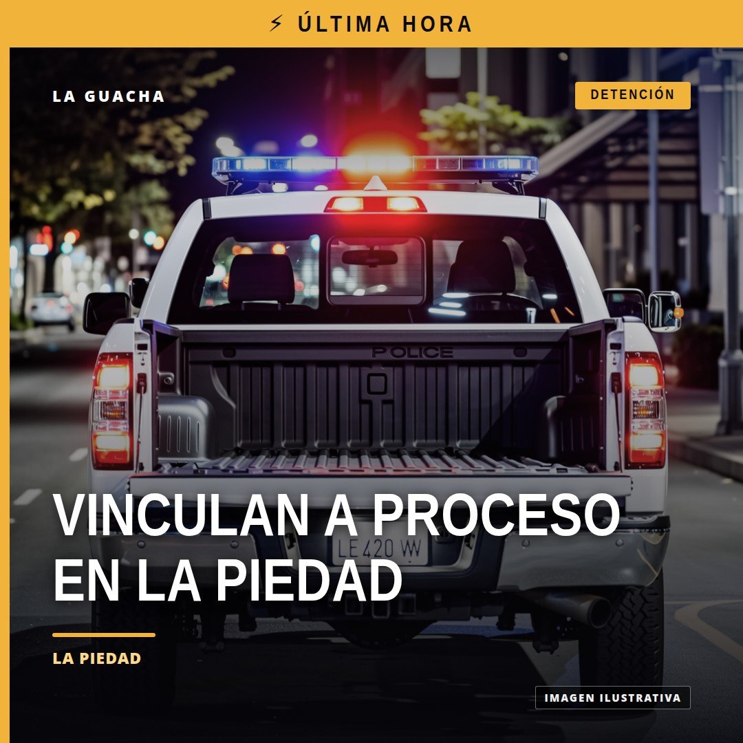 Ilustración simbólica de balanza de justicia y documento judicial con leyenda 'vinculación a proceso la piedad'