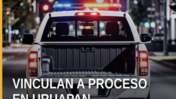Ilustración simbólica de una balanza de justicia con el logo de la Fiscalía General del Estado de Michoacán y la frase clave
