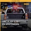 Ilustración simbólica de una balanza de justicia y un puente urbano con luces tenues, representando la vinculación a proceso