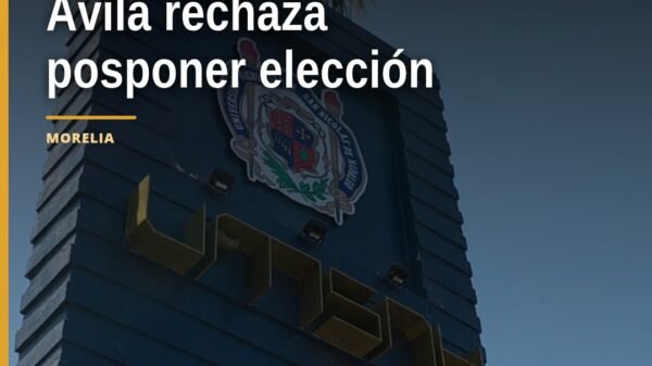 Fotografía representativa de la UMSNH en Morelia con logo institucional y texto sobre el nuevo método de elección